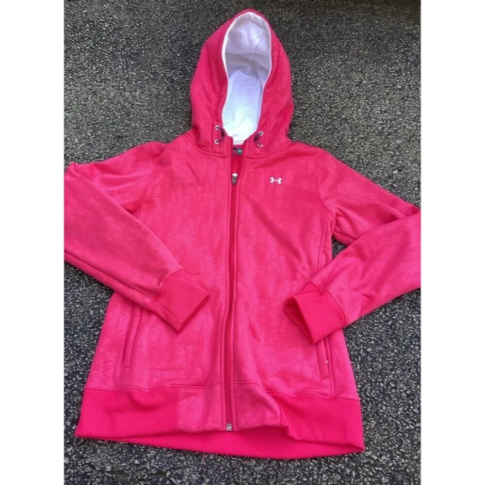 Bright Pink Under Armour Seni Fitted Zip Up Fleece Hoodie Women's Size M
